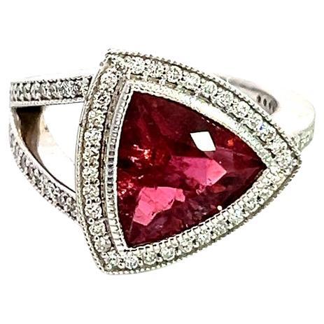 Natural Tourmaline Diamond Ring 7 14k W Gold 4.38 TCW Certified