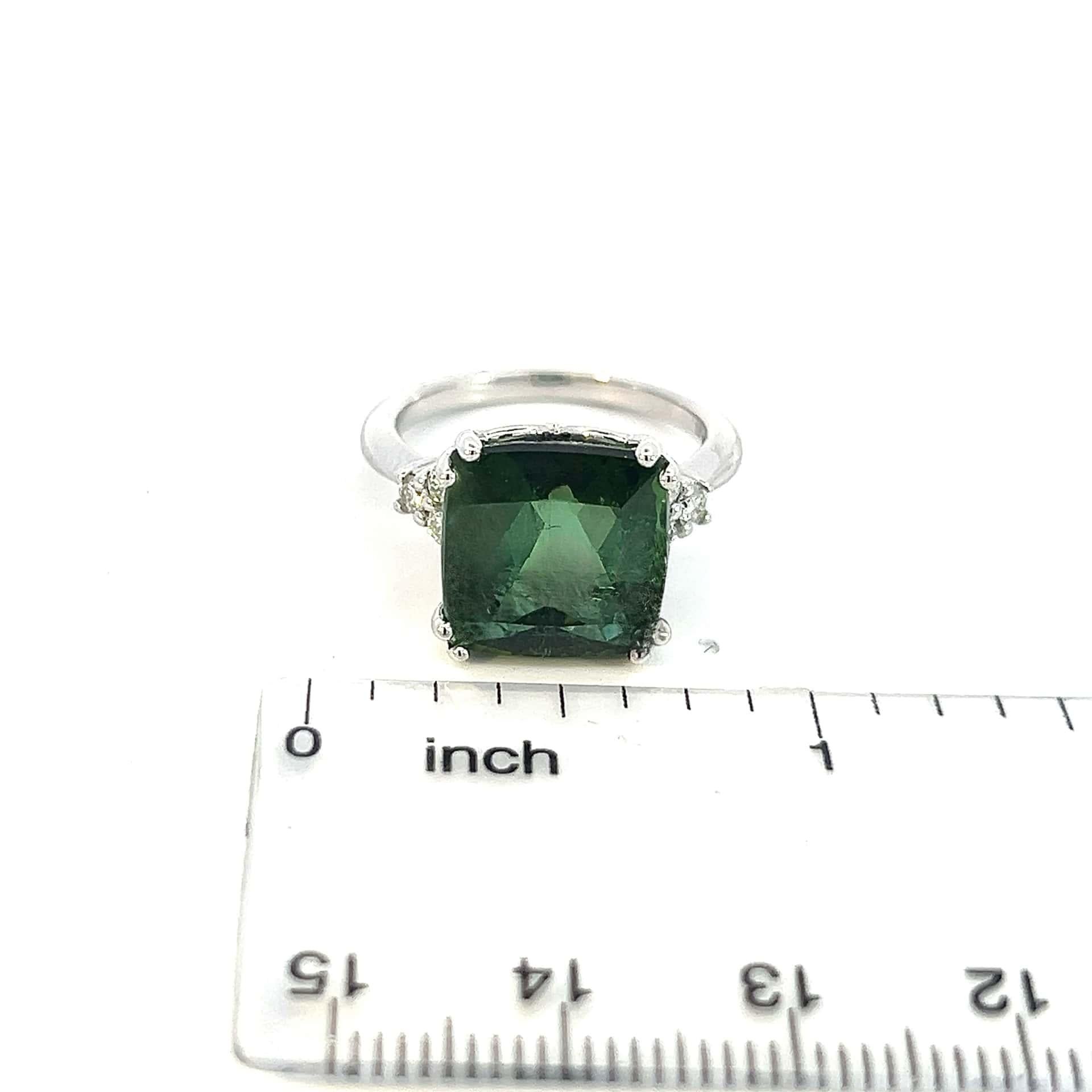 Natural Tourmaline Diamond Ring 7 14k WG 8.27 TCW Certified For Sale 5