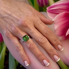 Natural Tourmaline Diamond Ring 7 14k WG 8.27 TCW Certified