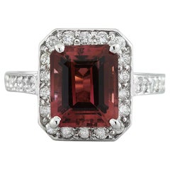 Natural Tourmaline Diamond Ring In 14 Karat White Gold 