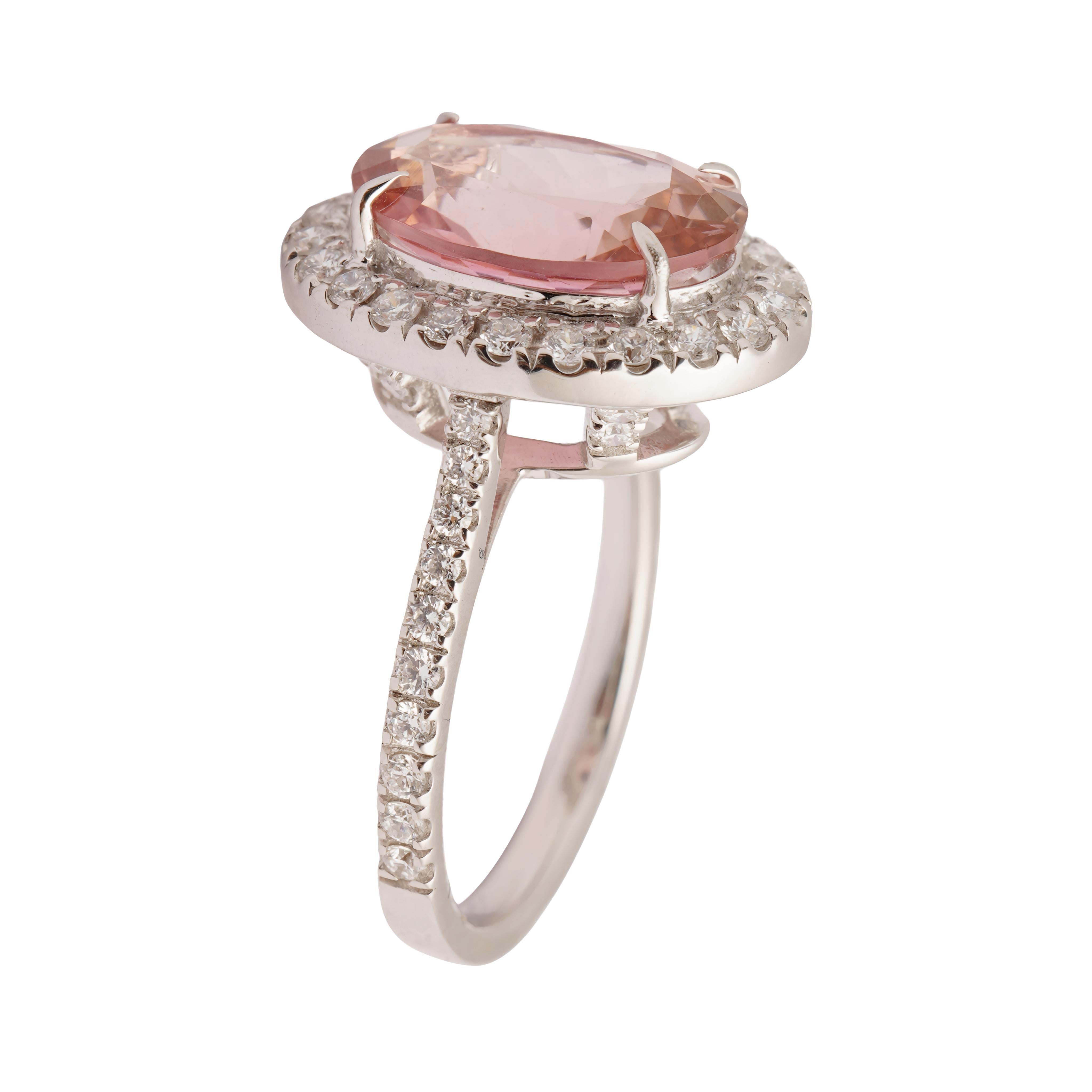 Natural tourmaline diamond ring in 18k gold Pour femmes en vente