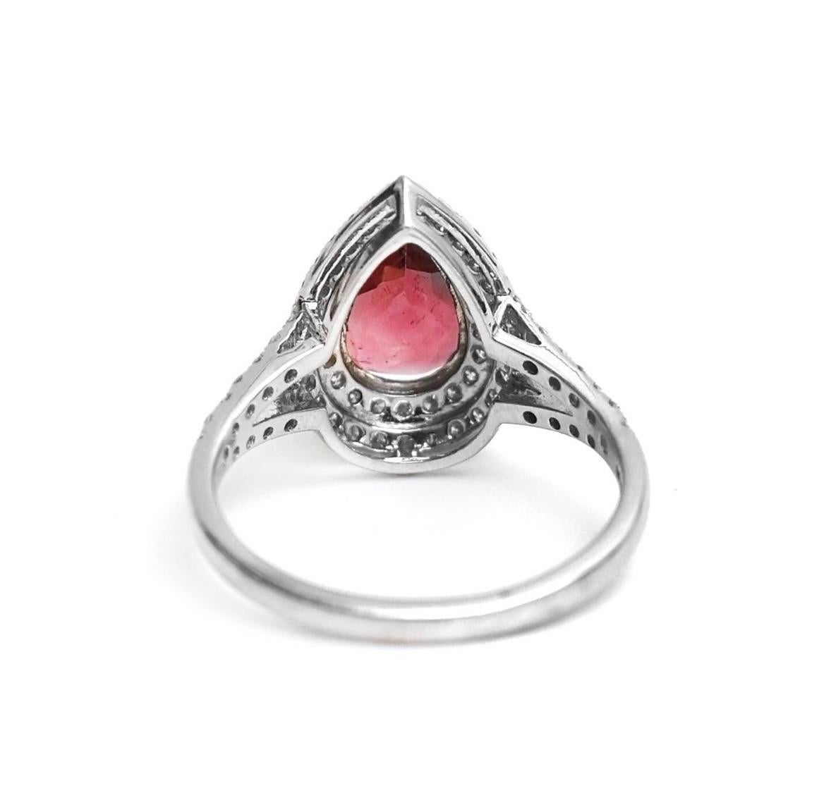 De las mujeres Anillo de diamantes con turmalina natural en oro de 18 quilates en venta