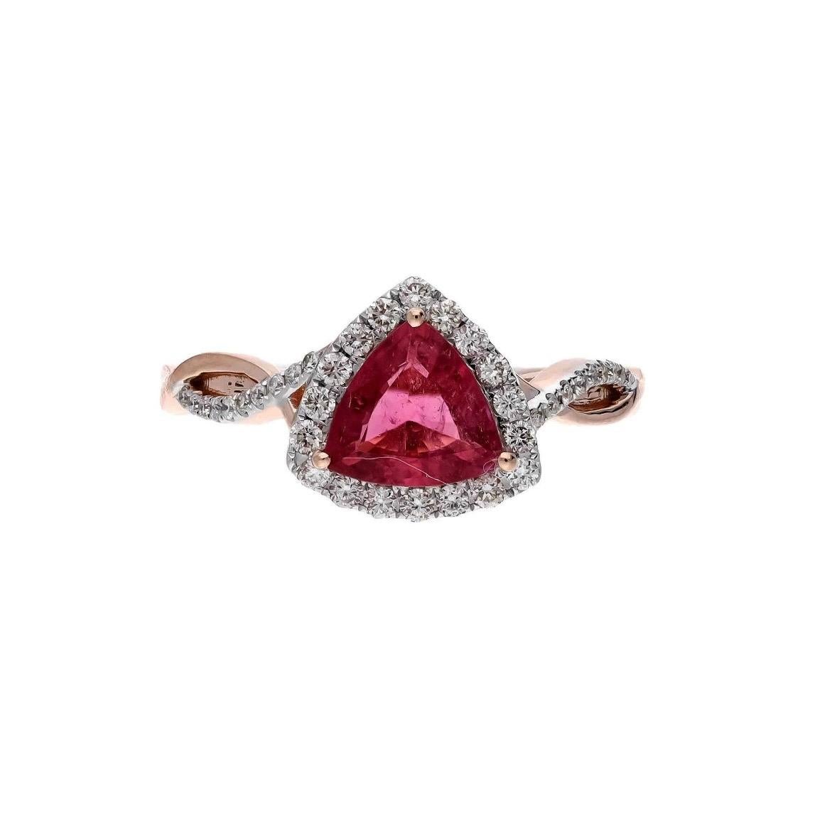 Bague en or 18k avec tourmaline naturelle et diamant Pour femmes en vente