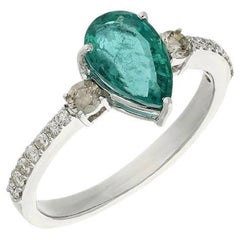 Natural tourmaline diamond ring in 18k gold