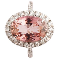 Natural tourmaline diamond ring in 18k gold