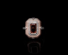 Natural Tourmaline & Diamond Ring in 18k Rose Gold
