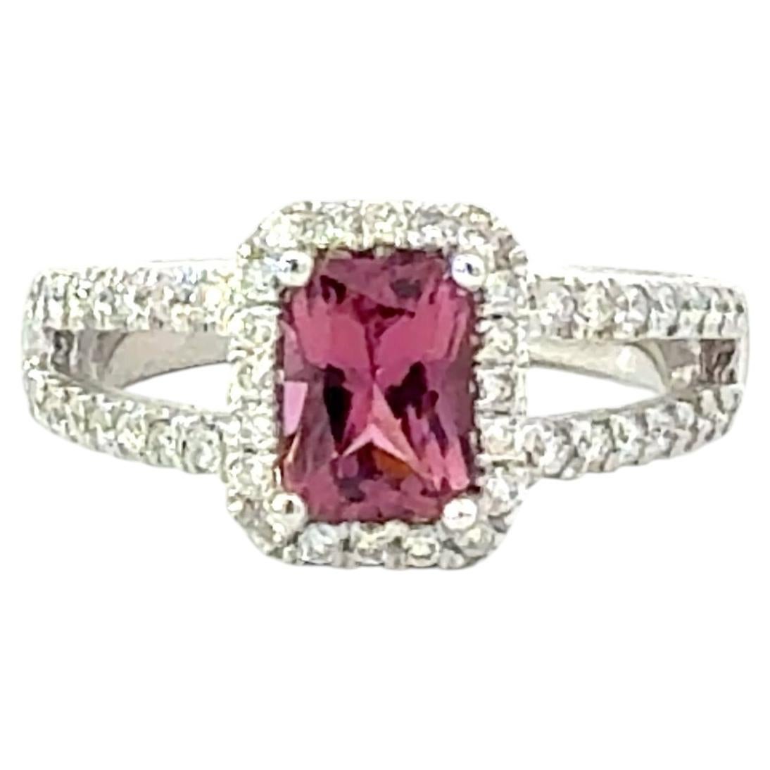 Bague Tourmaline Naturelle Diamant Taille 6.5 Or 14k 1.36 TCW Certifié