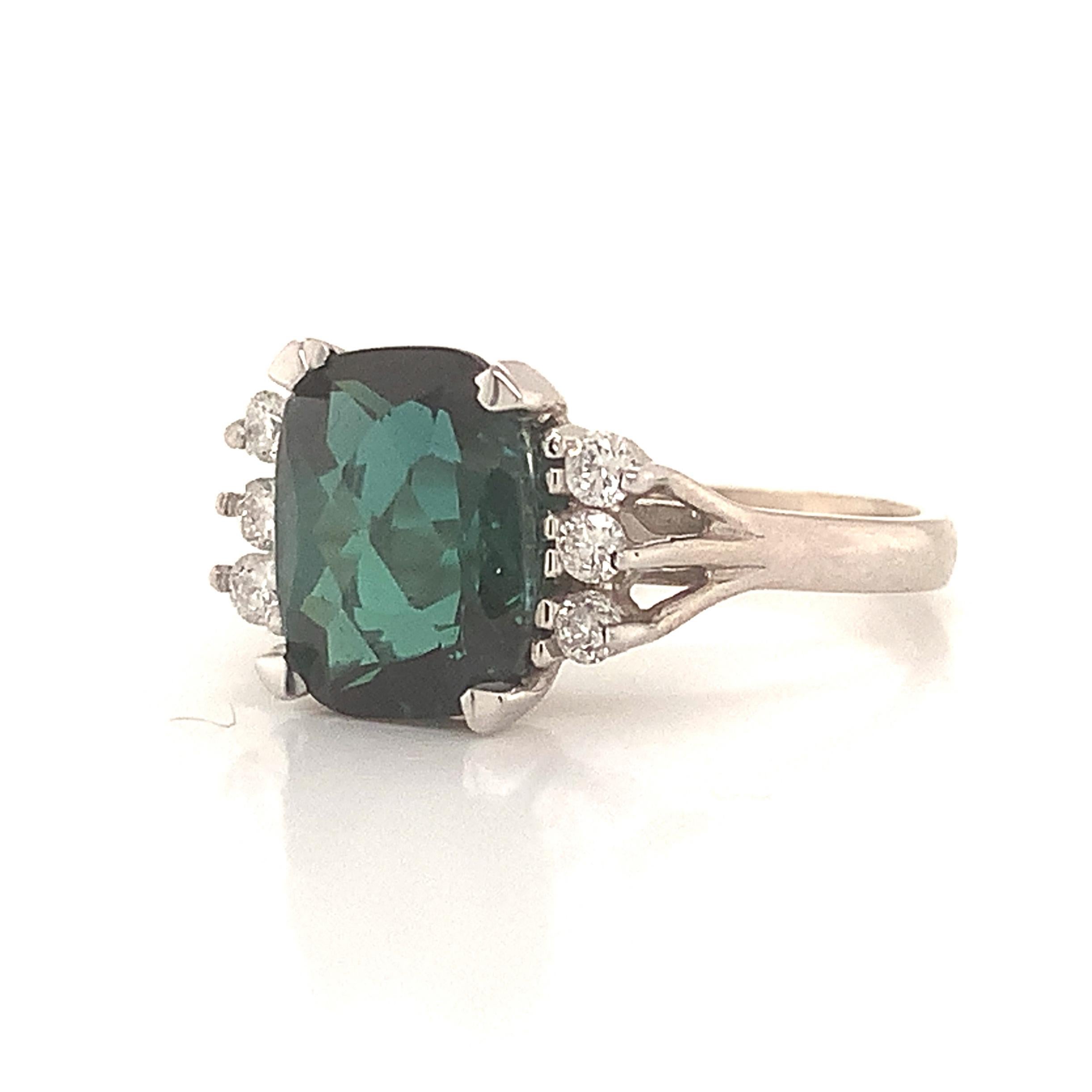 Natural Tourmaline Diamond Ring 14k Gold 3.80 TCW Certified In New Condition In Brooklyn, NY