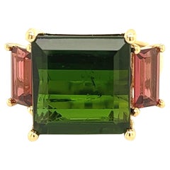 Natural Tourmaline Diamond Ring Size 7 14 Y Gold 12.25 TCW Certified