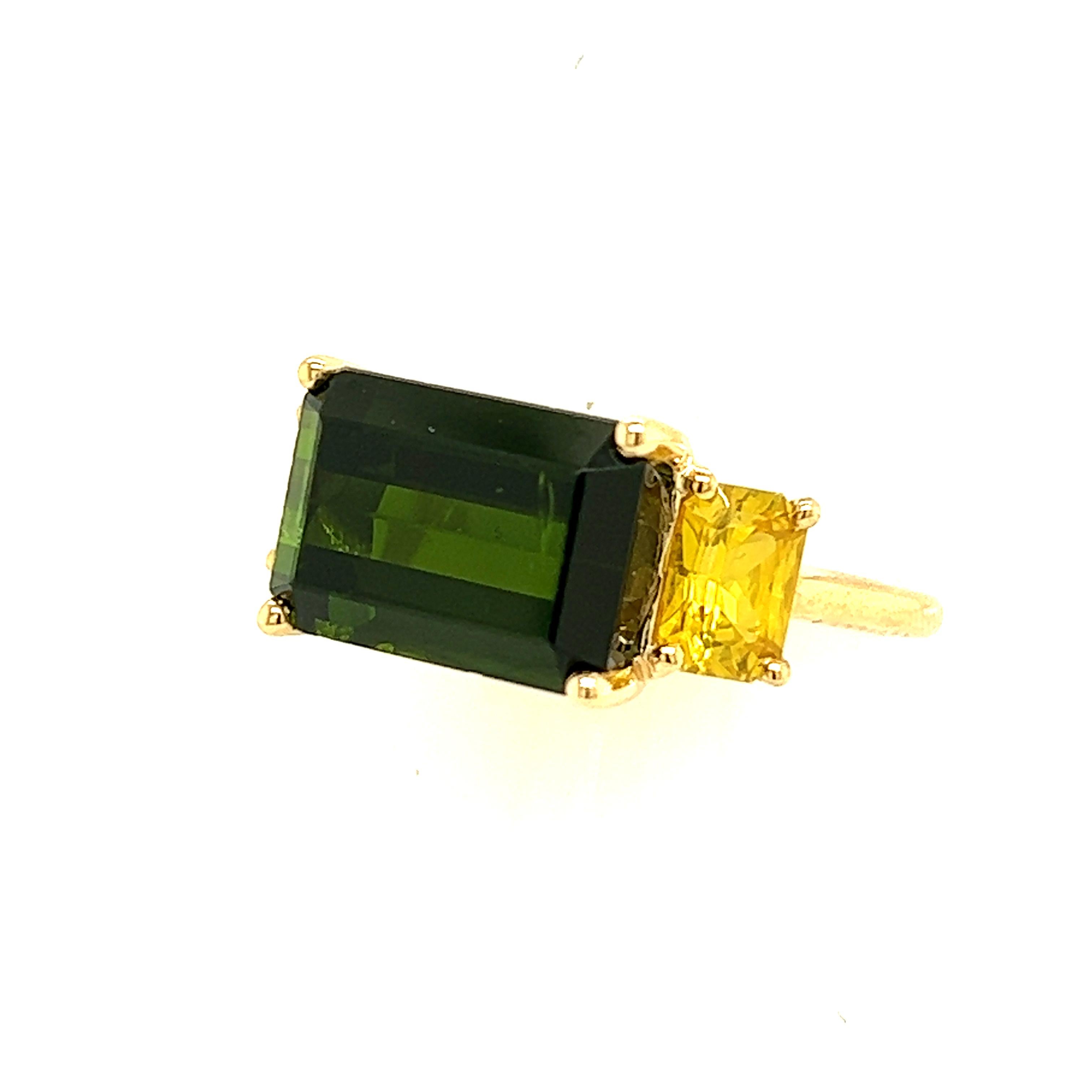 Natural Tourmaline Diamond Ring 14 Y Gold 6.15 TCW Certified For Sale 4