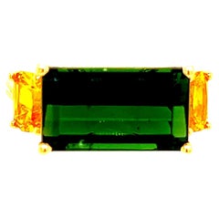 Natural Tourmaline Diamond Ring 14 Y Gold 7.03 TCW Certified