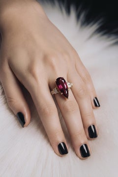 Natural Tourmaline Diamond Ring Size 7 14k Gold 5.18 TCW Certified