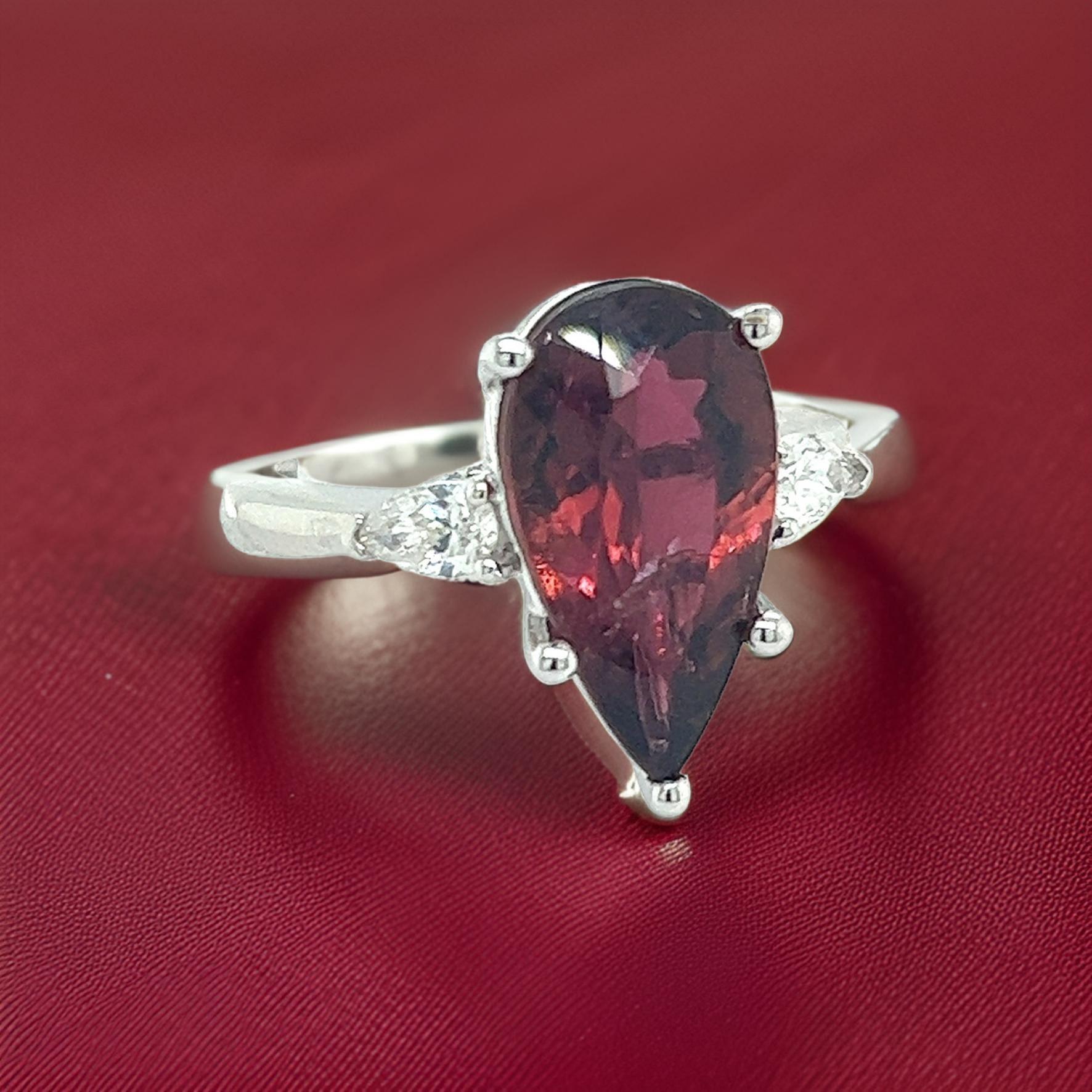 Natural Tourmaline Diamond Ring Size 7 14k W Gold 4.8 TCW Certified For Sale 5