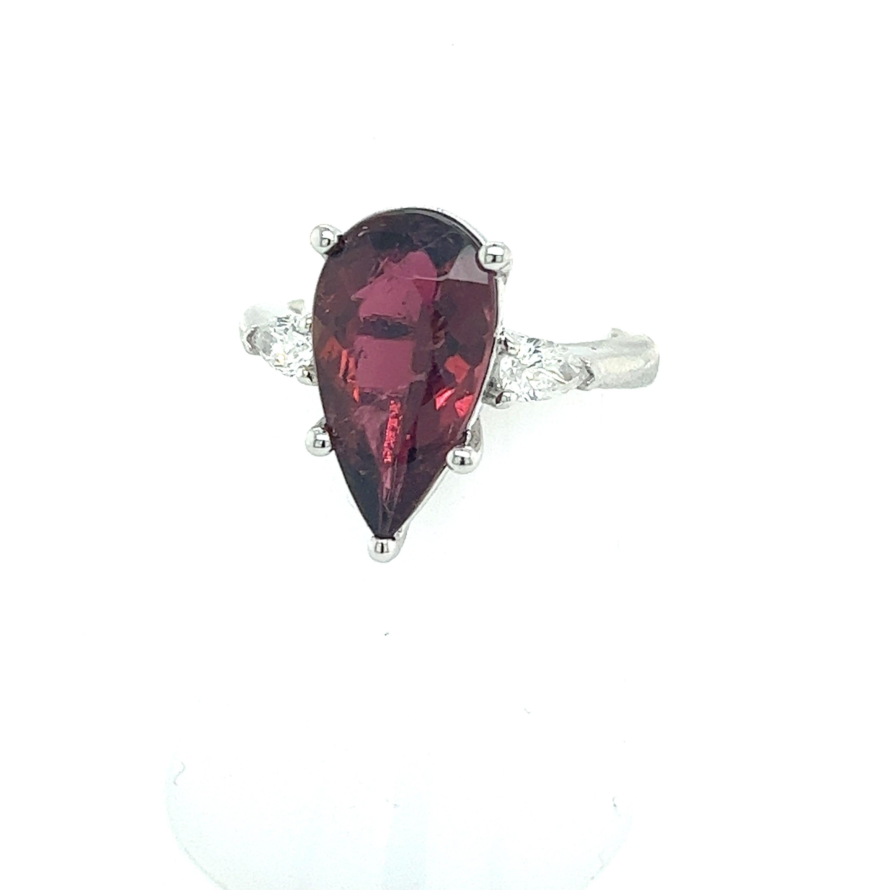 Natural Tourmaline Diamond Ring Size 7 14k W Gold 4.8 TCW Certified For Sale 7