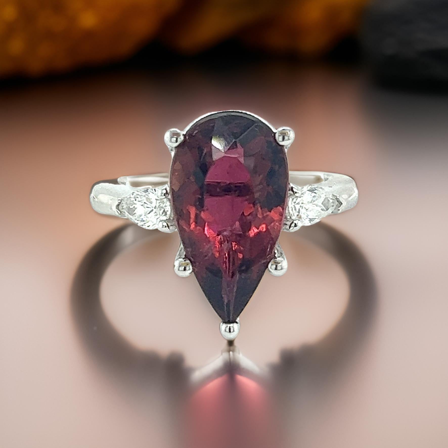 Natural Tourmaline Diamond Ring Size 7 14k W Gold 4.8 TCW Certified For Sale 11