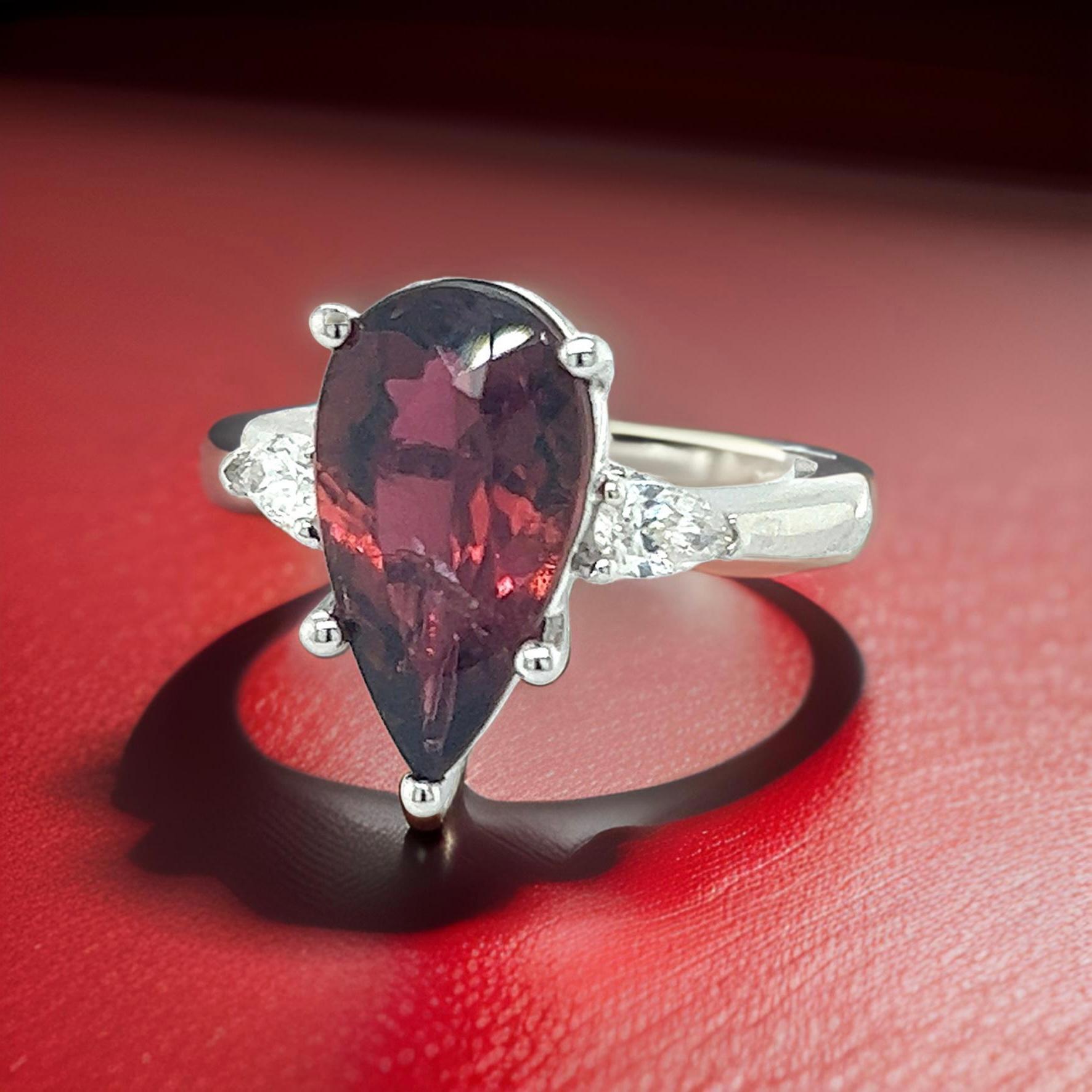Natural Tourmaline Diamond Ring Size 7 14k W Gold 4.8 TCW Certified For Sale 14