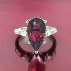Anillo Diamante Turmalina Natural Talla 7 Oro 14k W 4.8 TCW Certificado