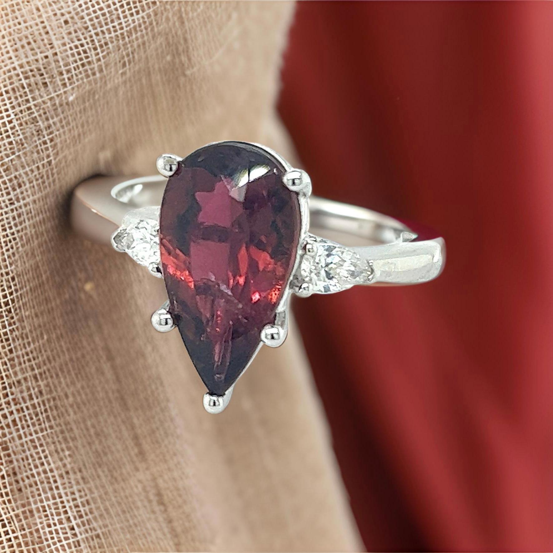 Women's Natural Tourmaline Diamond Ring Size 7 14k W Gold 4.8 TCW Certified For Sale