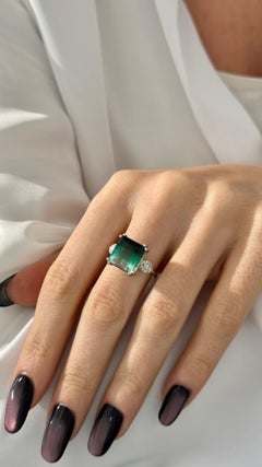 Natural Tourmaline Diamond Ring Size 7 14k W Gold 8.5 TCW Certified