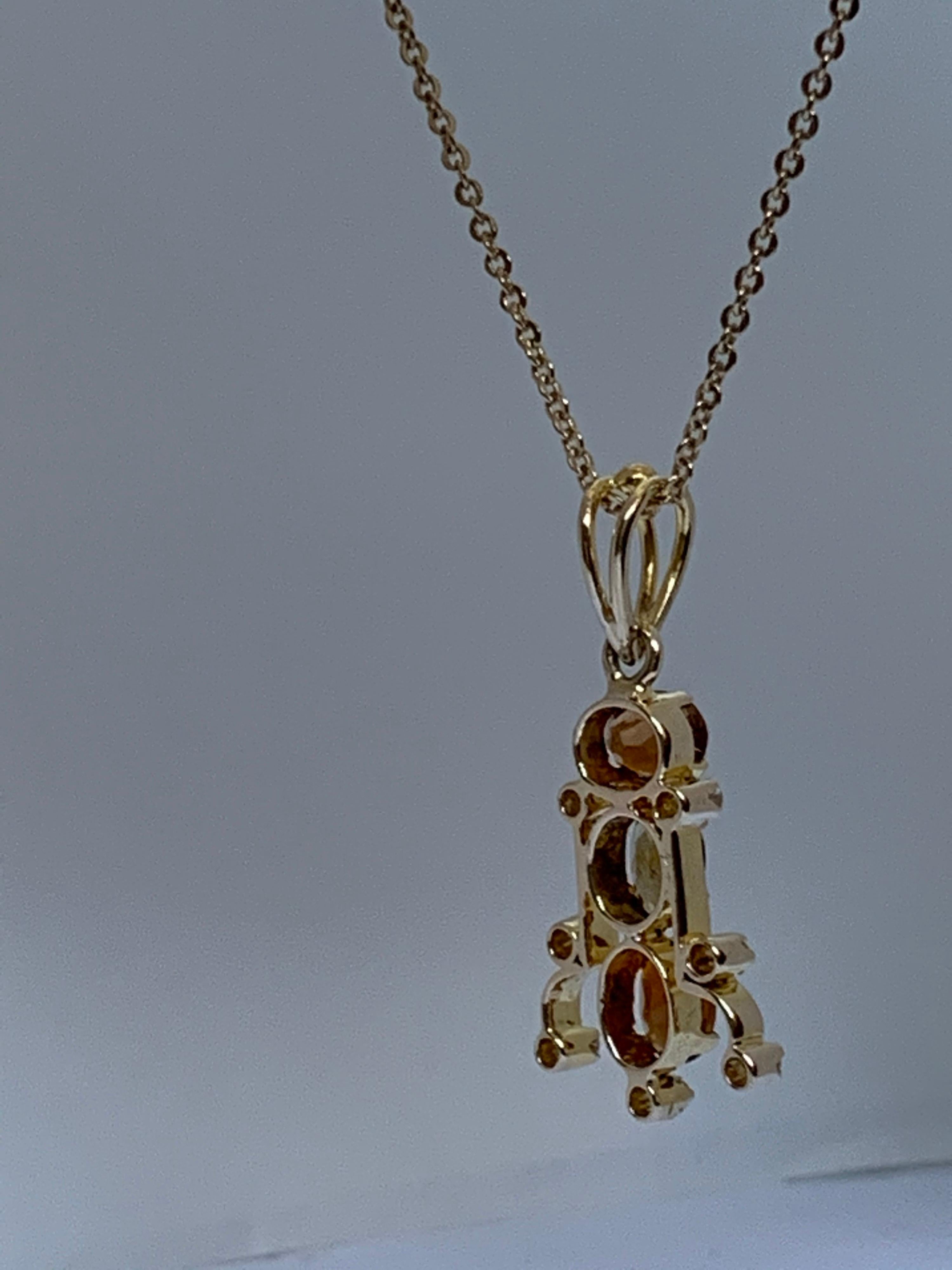 Natural Tourmaline and Diamond Set in 14 Karat Gold Pendant For Sale 2