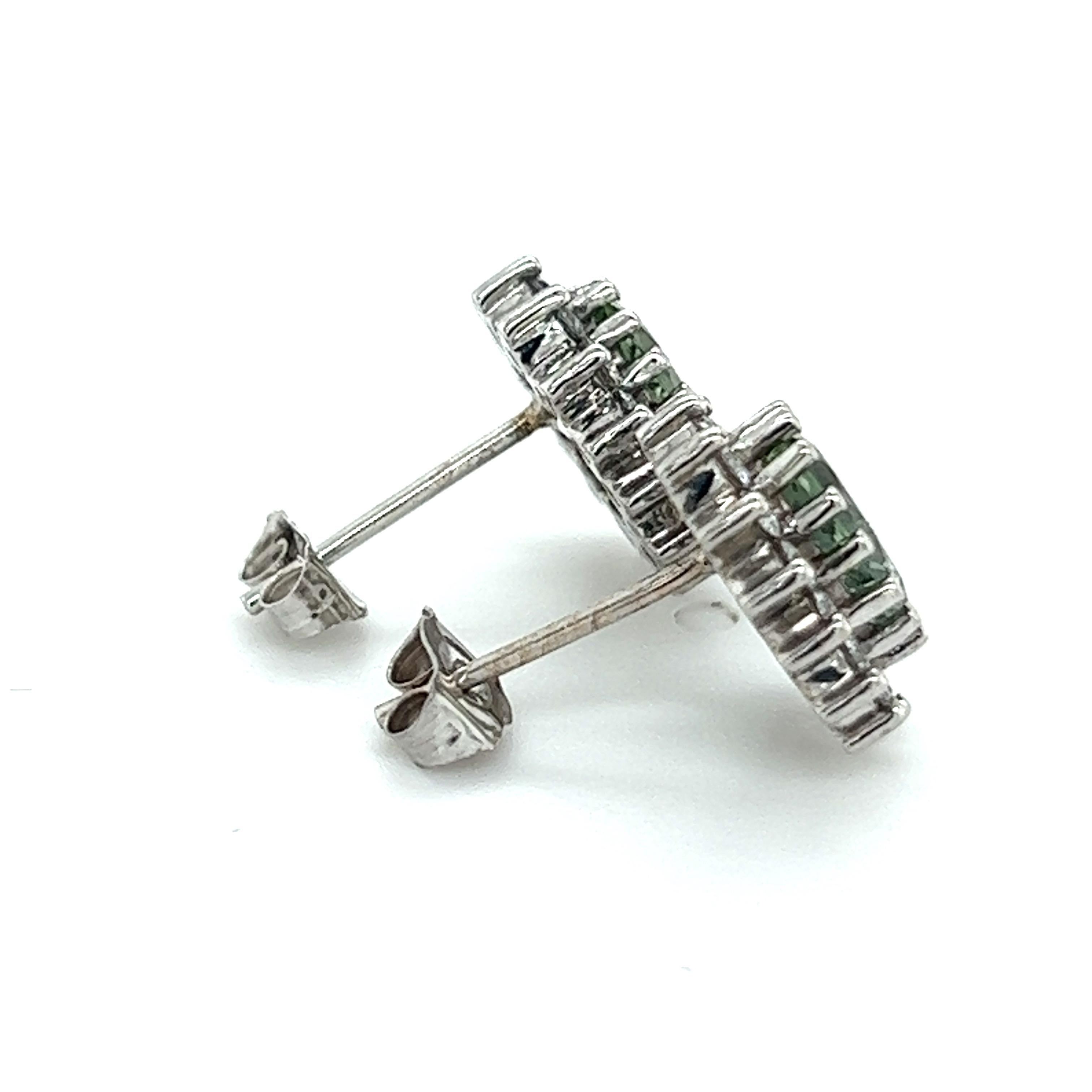 Natural Tourmaline Diamond Stud Earrings 14k W Gold 2.42 TCW Certified For Sale 1
