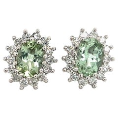 Clous d'oreilles en or 14 carats avec diamants et tourmaline naturelle certifiée TCW de 2,42 carats