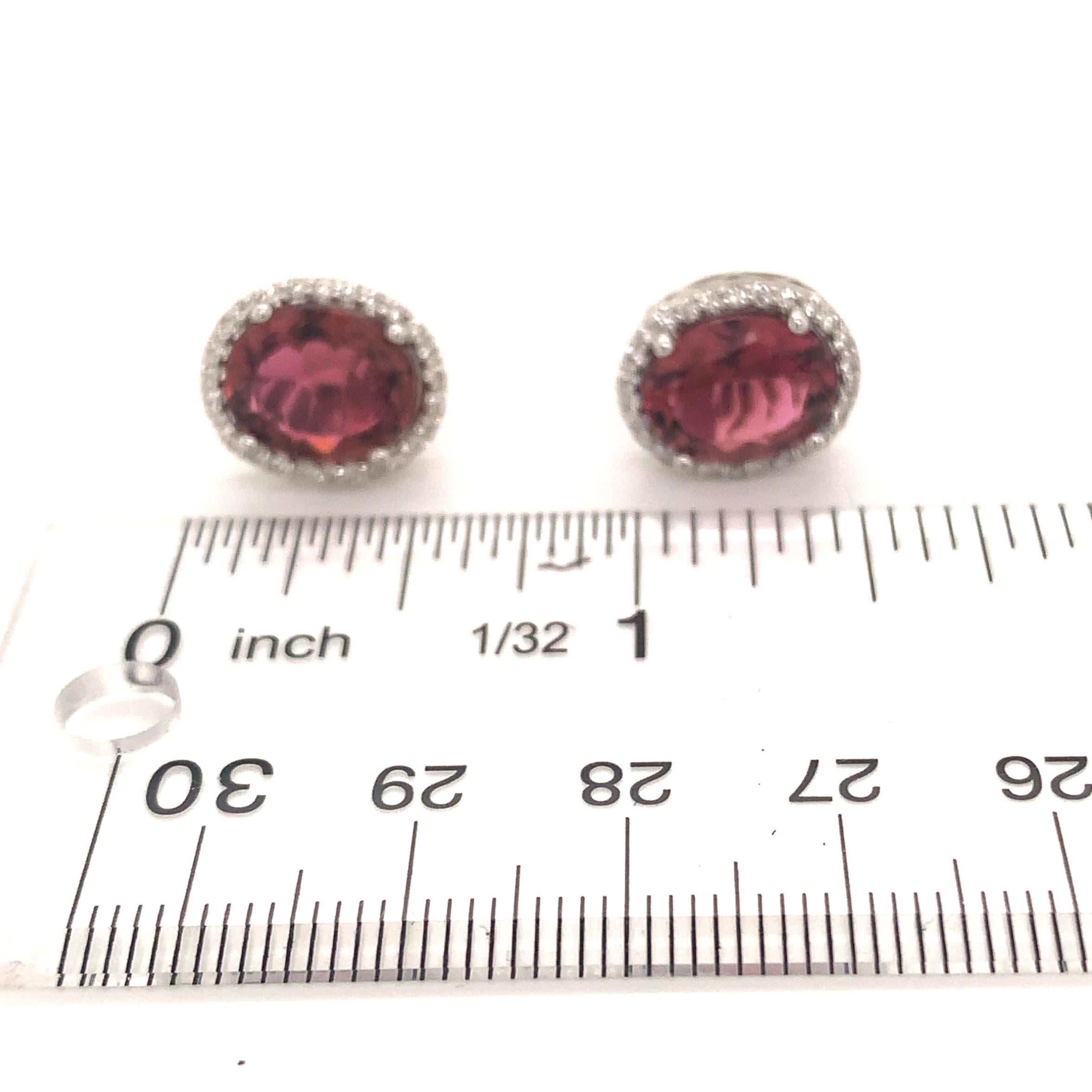 Natürlicher Turmalin-Diamant-Ohrstecker 14k WG 5,85 TCW zertifiziert (Ovalschliff) im Angebot