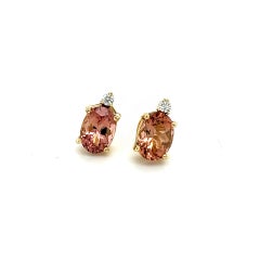 Natural Tourmaline Diamond Stud Earrings 14k Y Gold 1.76 TCW Certified