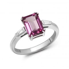 Natural Tourmaline Diamond White 14k Gold Ring for Her