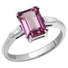 Turmalina Natural Diamante Blanco Anillo de Oro de 14k para Ella