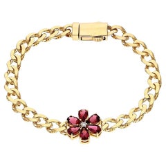 Bracelet fleur en or 18 carats et tourmaline naturelle