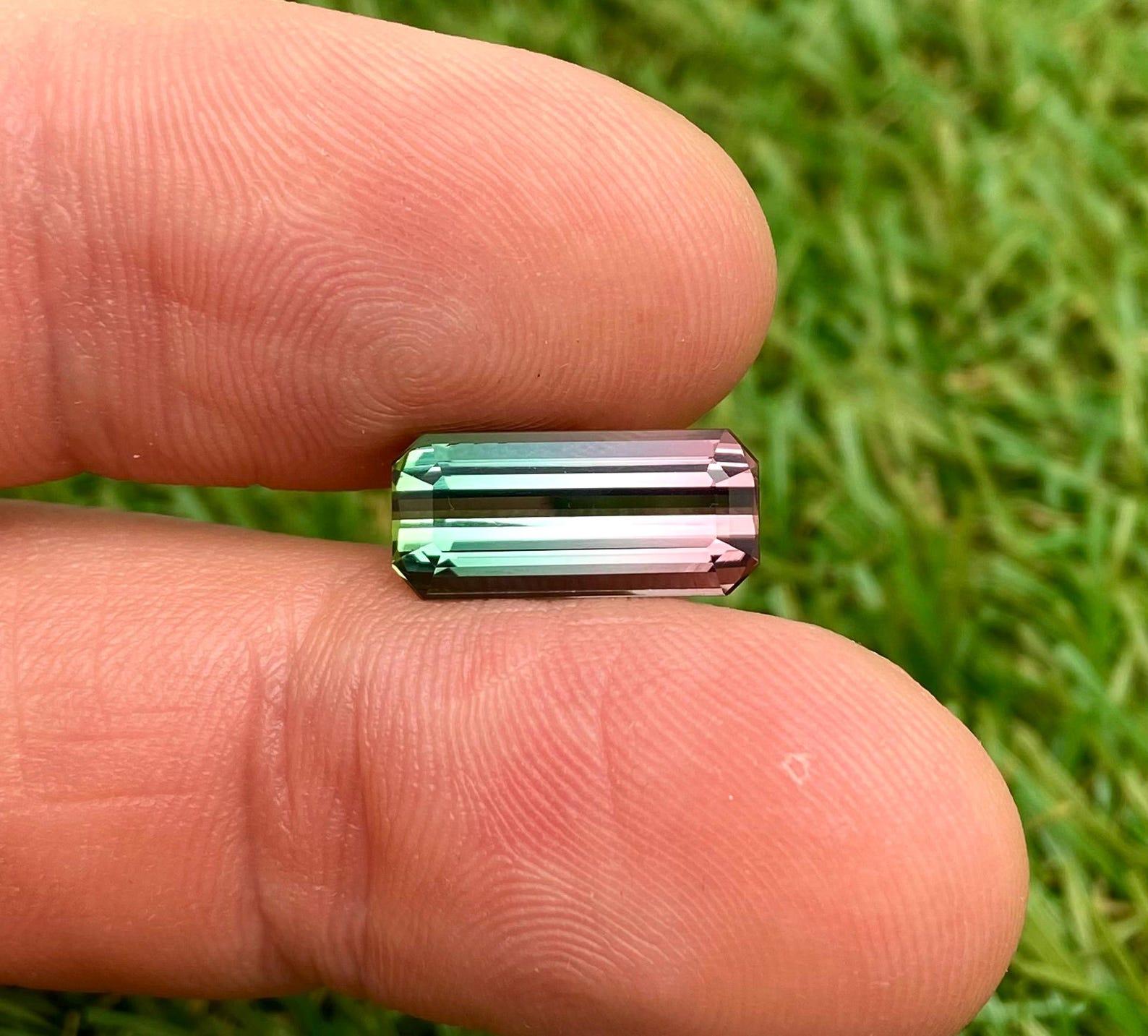 Natural Tourmaline gemstone 4.86 ct., Octagon cut, Afghanistan, Certificate! In New Condition For Sale In Daugavpils, LV