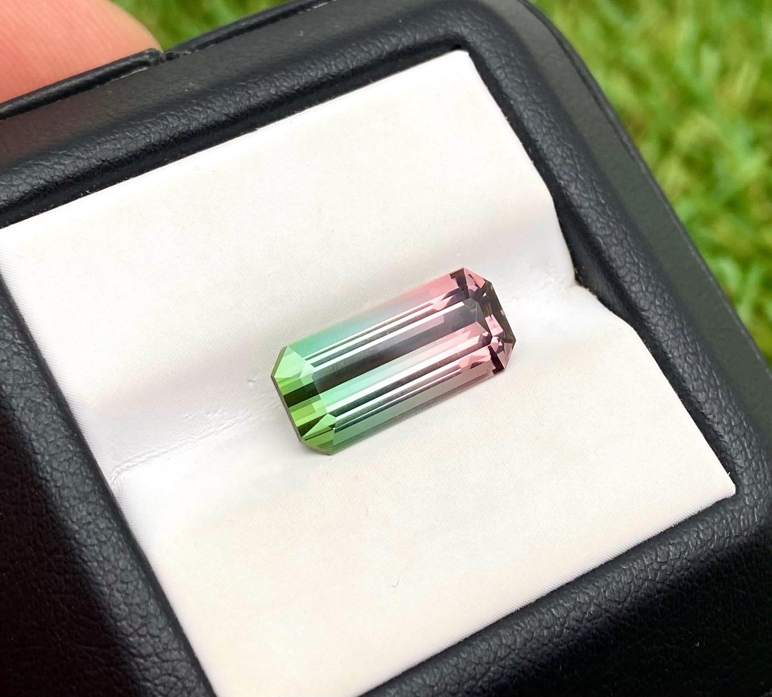 Women's or Men's Natural Tourmaline gemstone 4.86 ct., Octagon cut, Afghanistan, Certificate! For Sale
