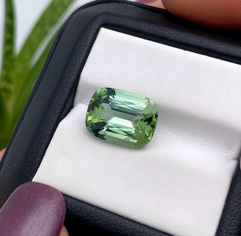 Women's or Men's Natural Tourmaline gemstone GFCO Certified 6.54ct , Cushion , Nigeria For Sale