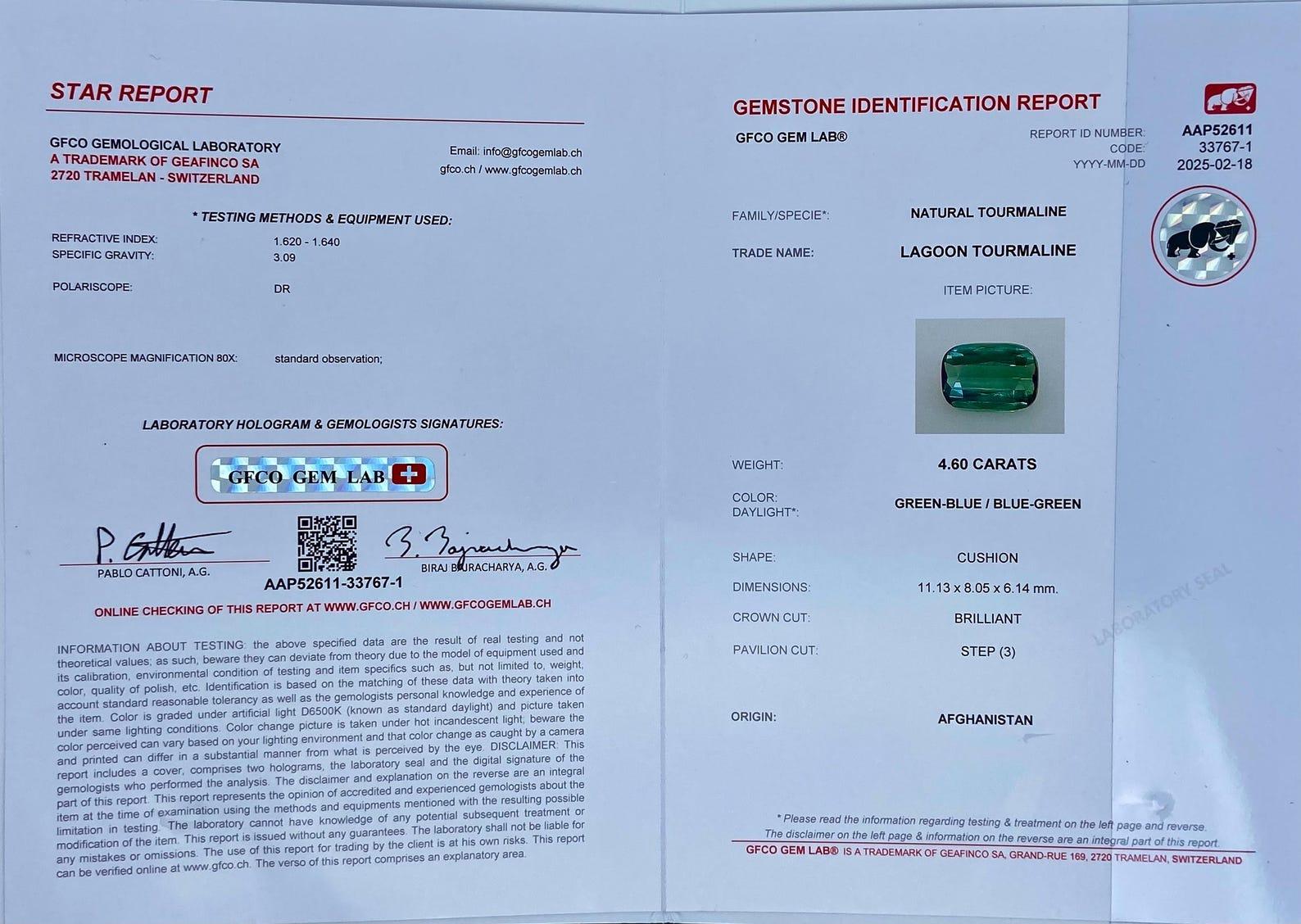 Gemma sfusa di tormalina Nature Lagoon proveniente dall'Afghanistan!

Certificato GFCO
Colore della pietra preziosa: Greene & Greene
Tipo di gemma: Tormalina
Dimensioni della gemma: 11,13x8,05x6,14 mm
Grado di taglio: Molto buono
Chiarezza/Grado:
