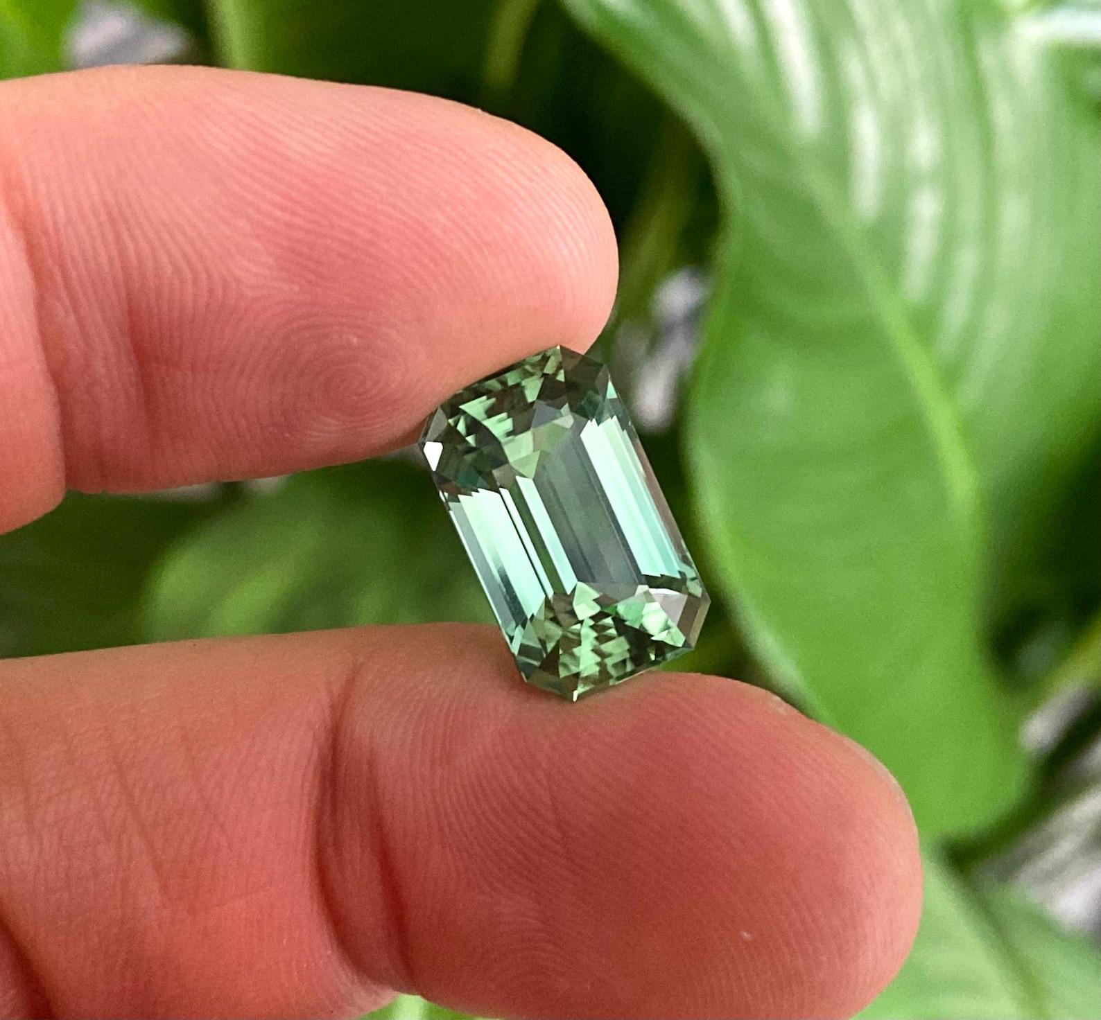 Tourmaline naturelle non sertie de 11,71 carats Taille octogonale, certificat vert menthe en vente 2