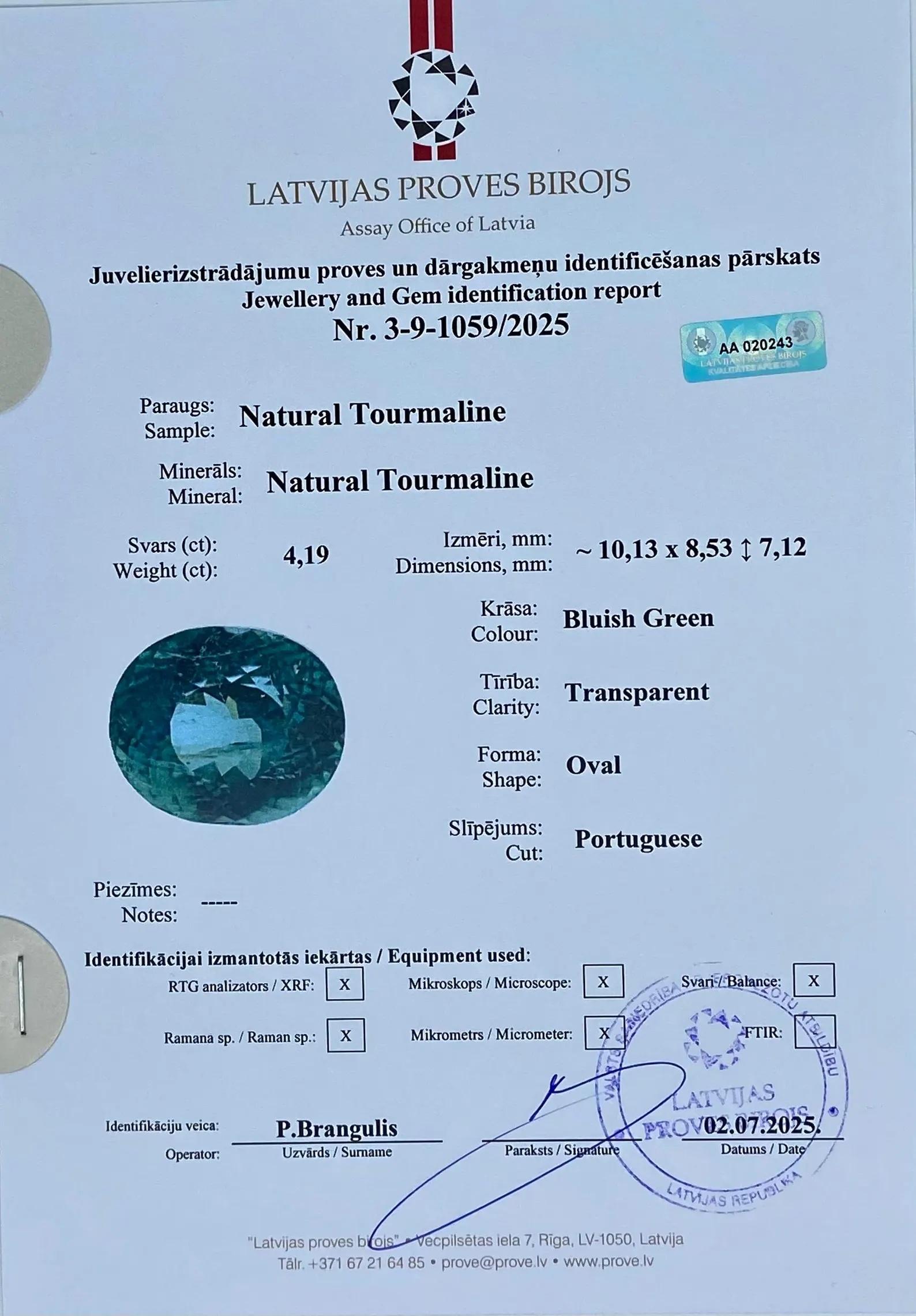 Tourmaline Naturelle Pierre en vrac 4.19 ct, Ovale, Certificat, Origine Nigeria en vente 3