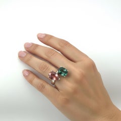Natural Tourmaline Ring Size 6 14k White Gold 6.07 TCW Certified