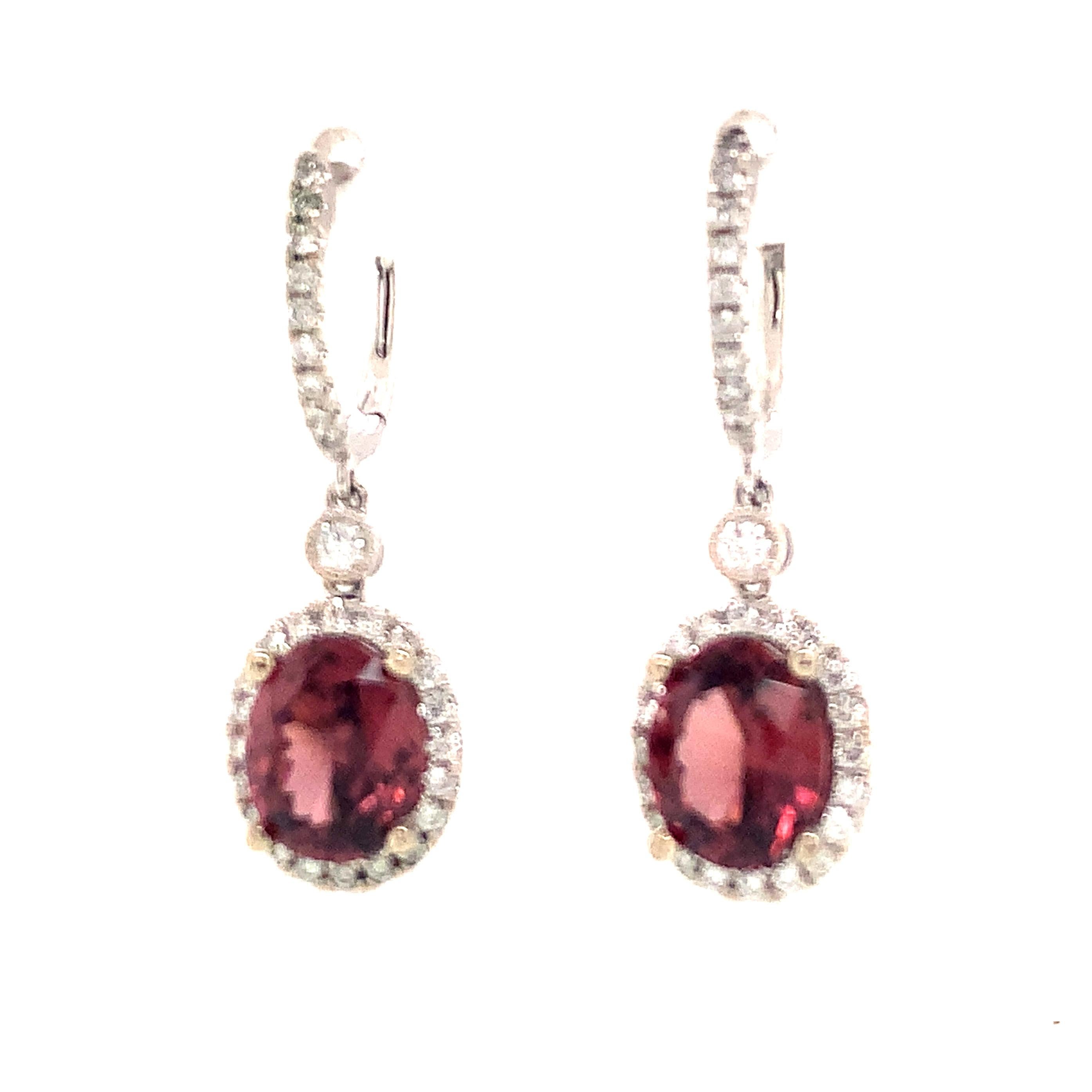 Natural Tourmaline Rubellite Diamond Earrings 18k Gold 6.62 TCW Certified For Sale 4