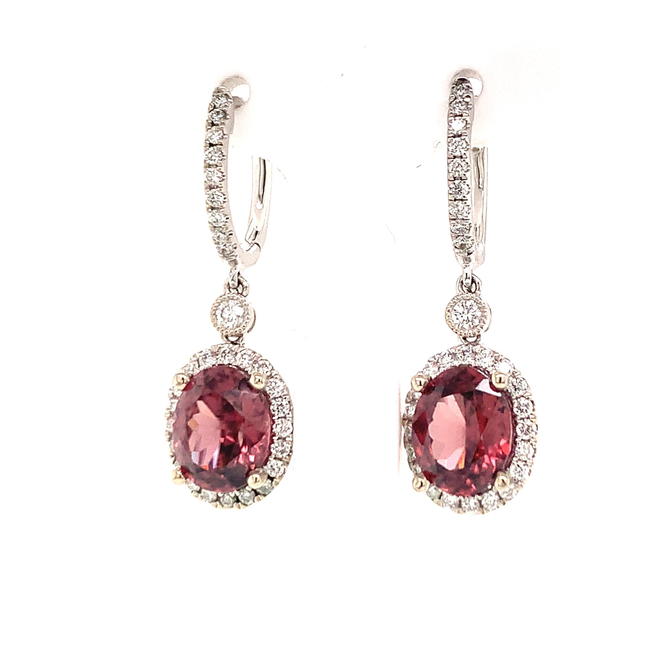 Natural Tourmaline Rubellite Diamond Earrings 18k Gold 6.62 TCW Certified For Sale 6