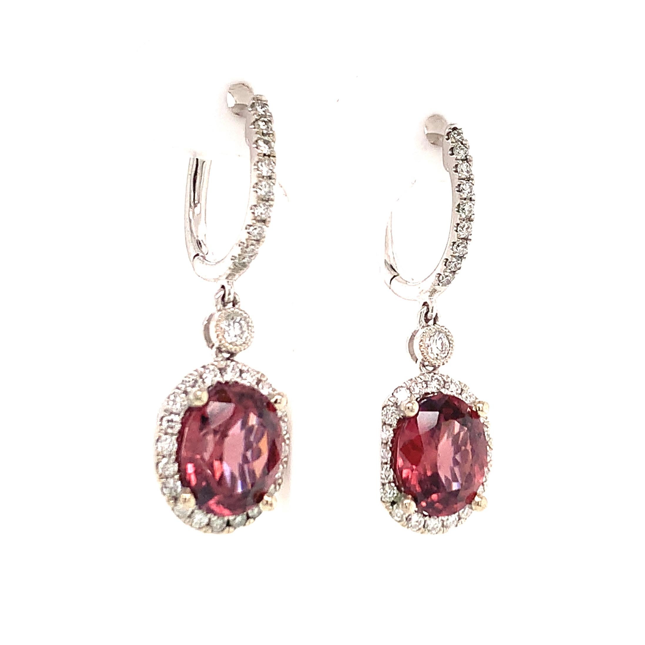 Natural Tourmaline Rubellite Diamond Earrings 18k Gold 6.62 TCW Certified For Sale 7