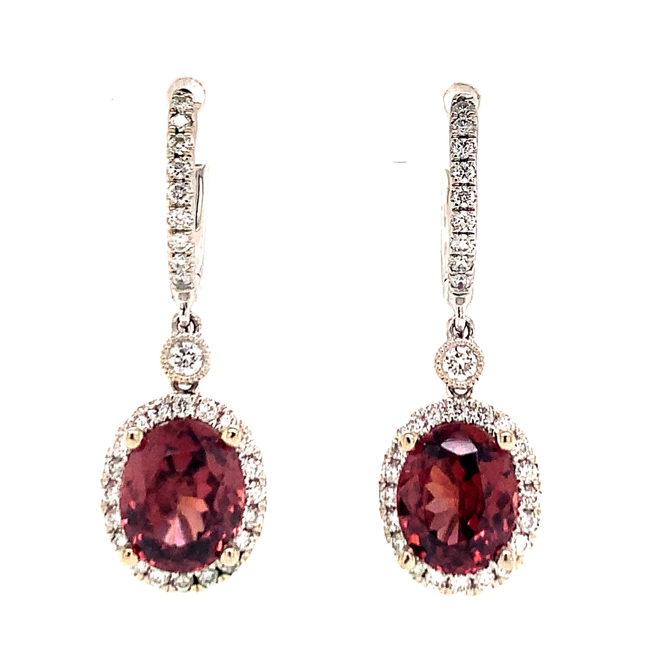 Natural Tourmaline Rubellite Diamond Earrings 18k Gold 6.62 TCW Certified In New Condition For Sale In Brooklyn, NY