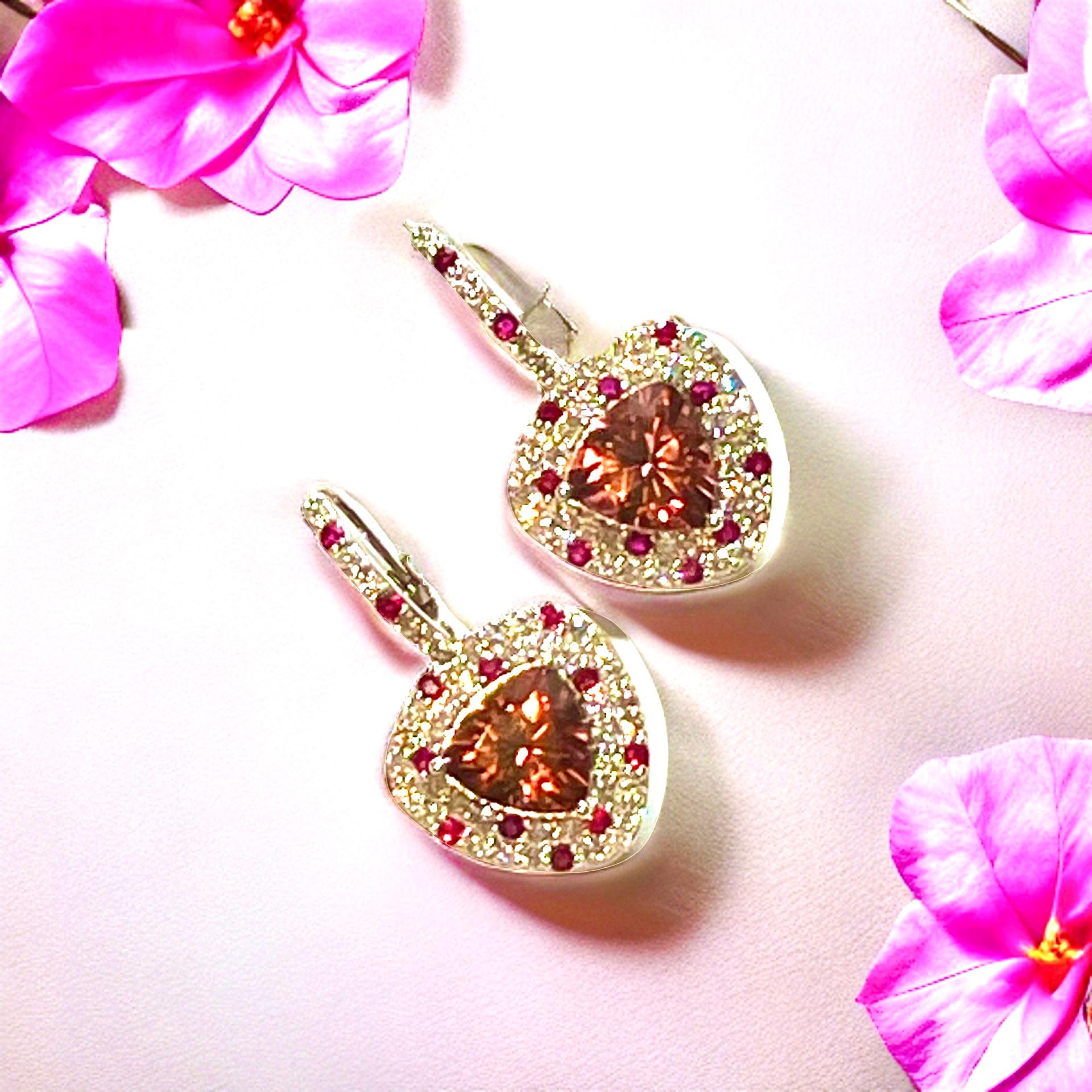 Natural Tourmaline Ruby Diamond Dangle Earrings 14k WG 10.53 TCW Certified  For Sale 10