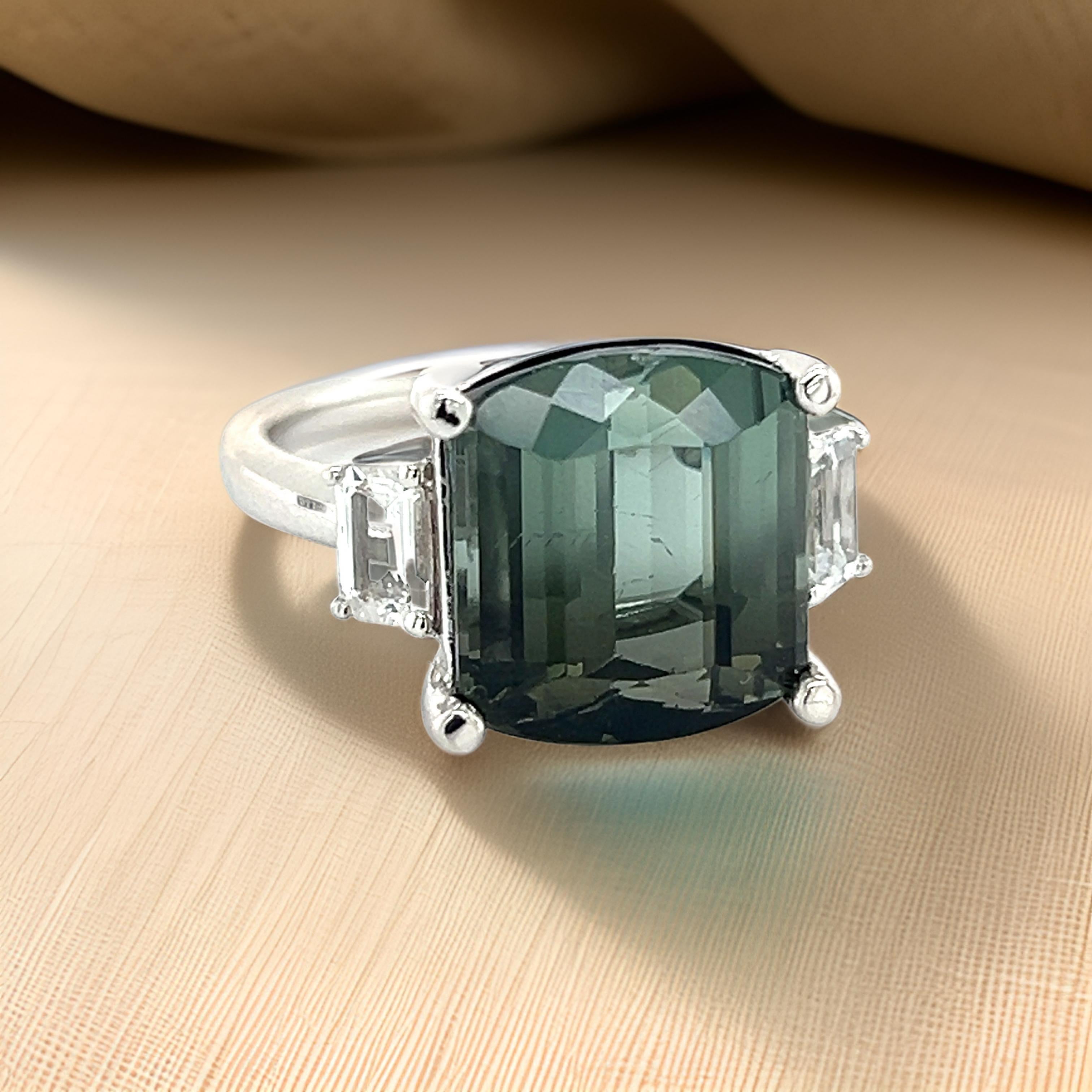 Natural Tourmaline Sapphire Ring 7 14k W Gold 8.7 TCW Certified For Sale 7