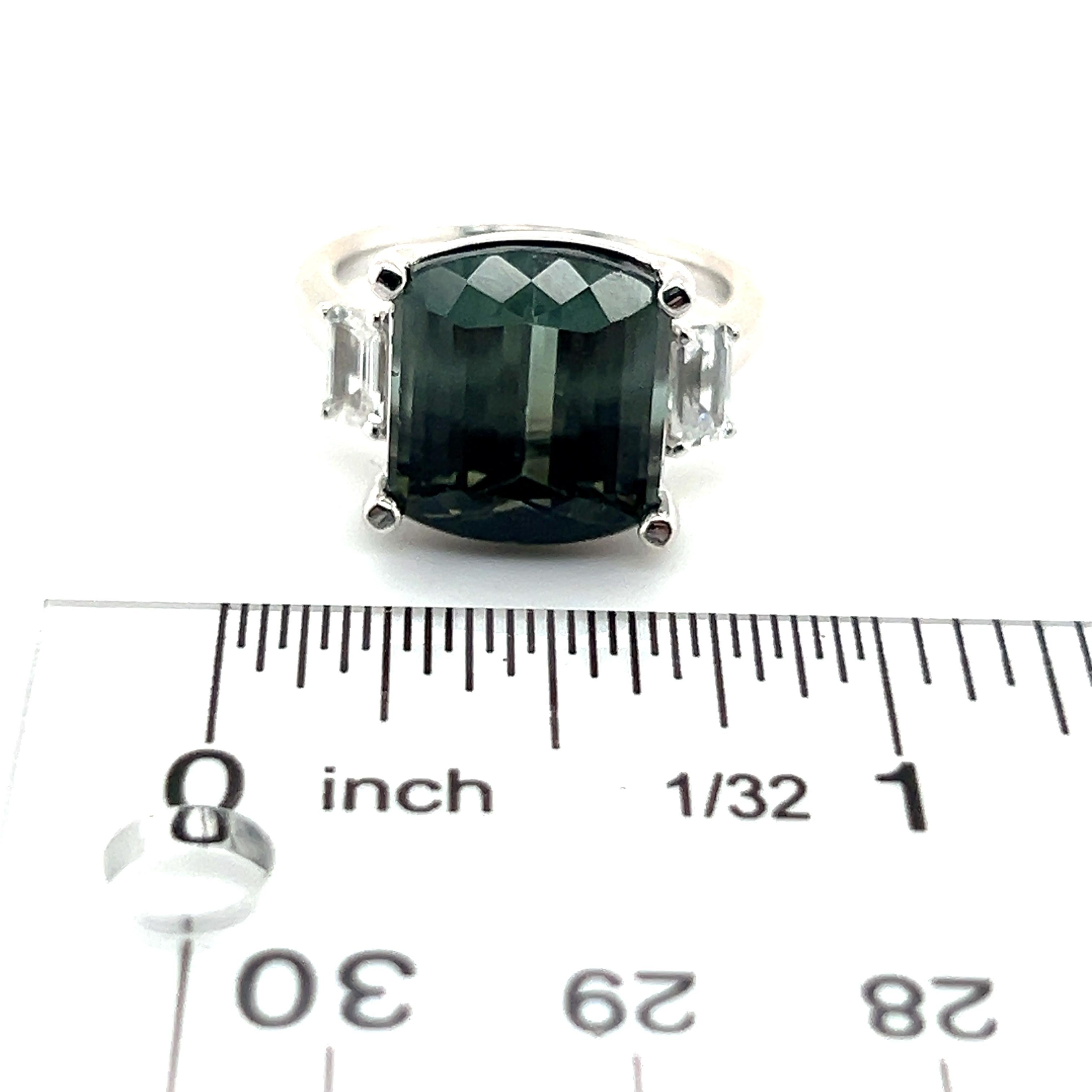 Natural Tourmaline Sapphire Ring 7 14k W Gold 8.7 TCW Certified For Sale 8
