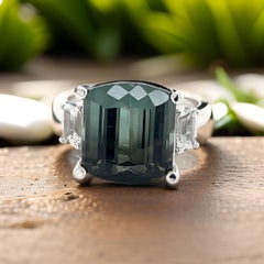 Natural Tourmaline Sapphire Ring 7 14k W Gold 8.7 TCW Certified