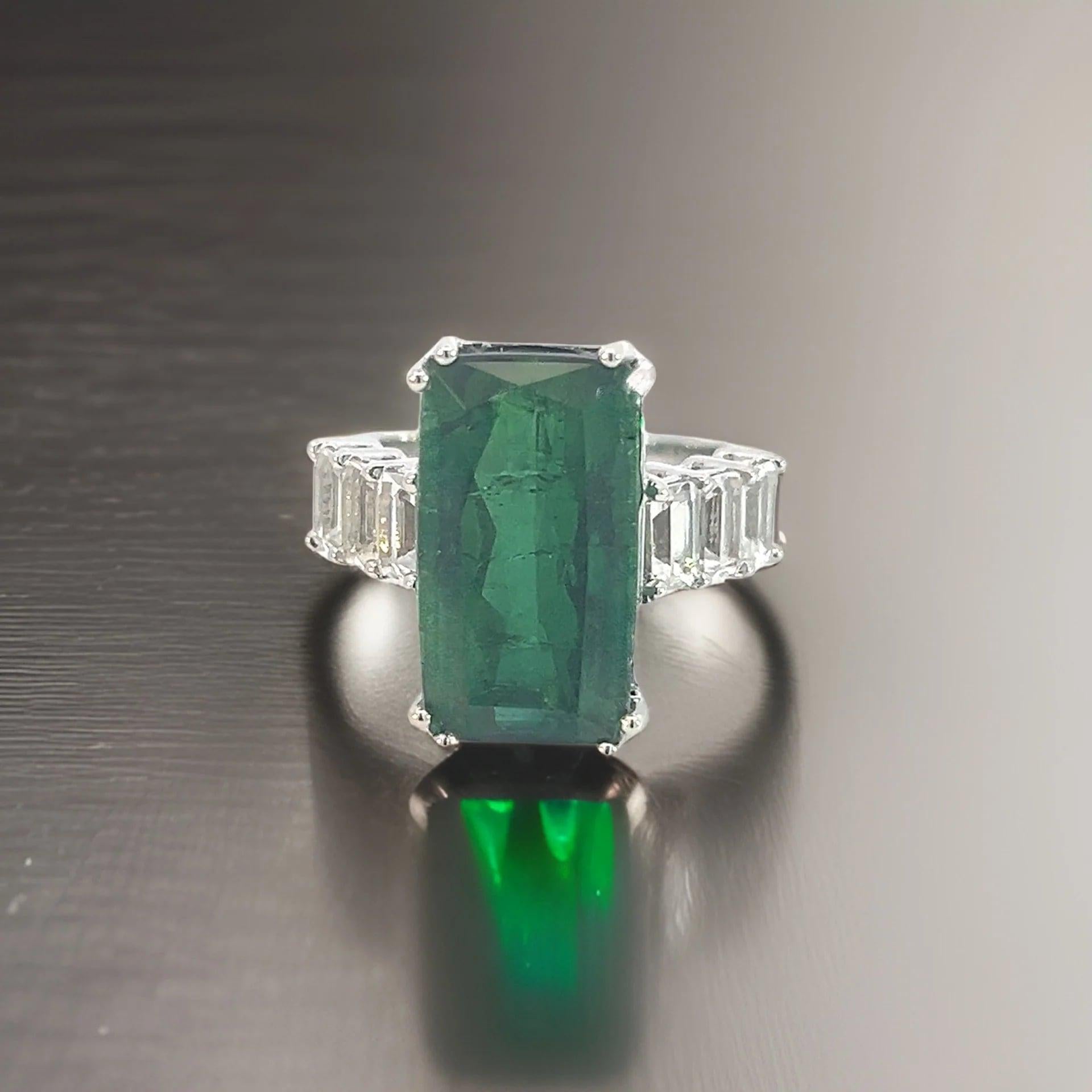 Ring mit natürlichem Turmalin und Saphir 7 14k WG 12,17 TCW zertifiziert im Angebot 6