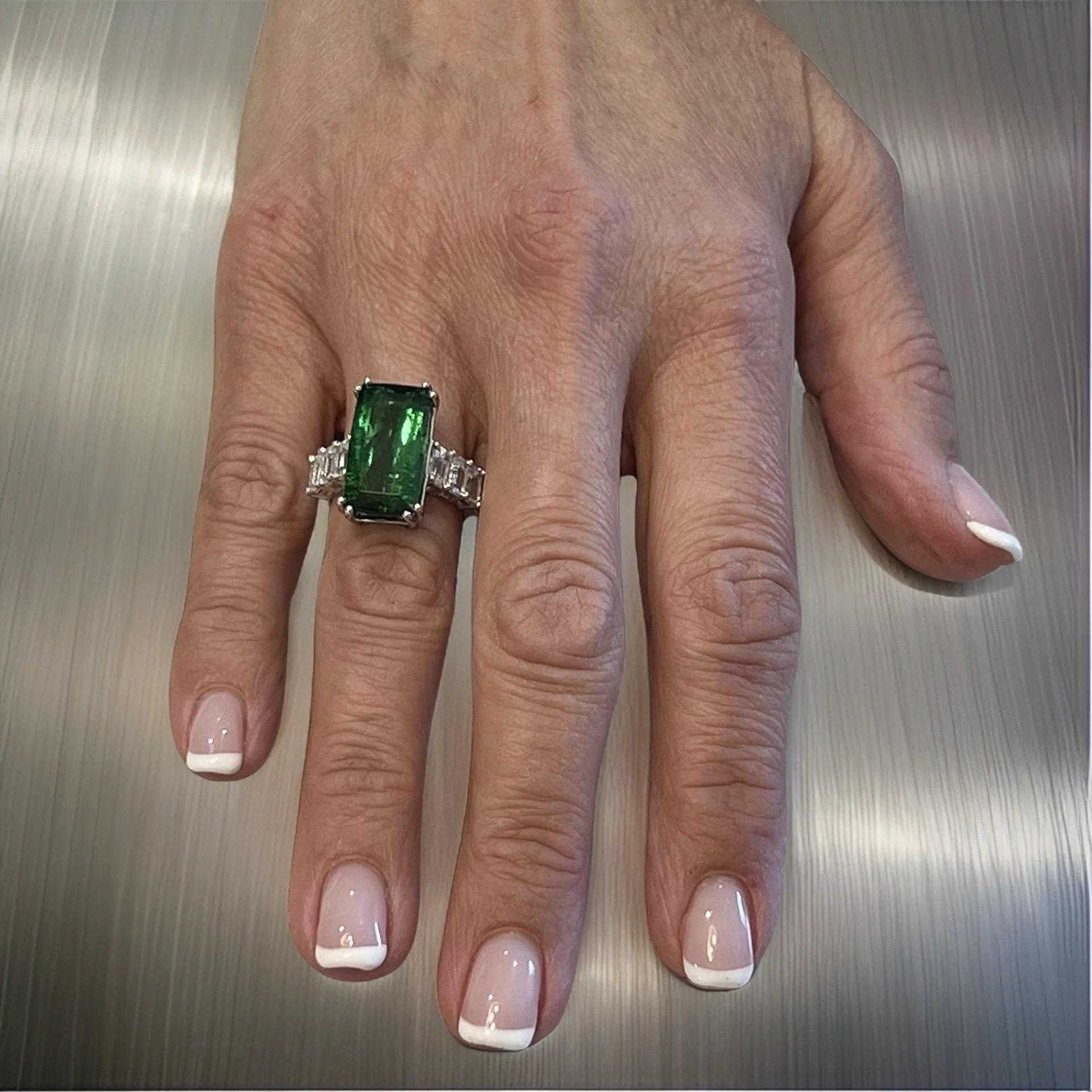 Ring mit natürlichem Turmalin und Saphir 7 14k WG 12,17 TCW zertifiziert im Angebot 12