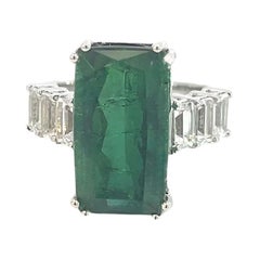Bague 7 14k WG 12,17 TCW certifiée tourmaline naturelle saphir