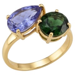 Natural Tourmaline & Tanzanite Ring in 18k Gold
